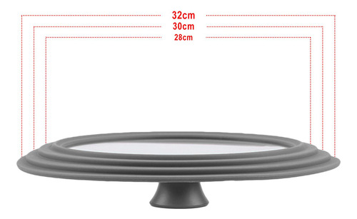 Tapa De Vidrio Templado Multifunción 28 A 30 A 32cm Gris