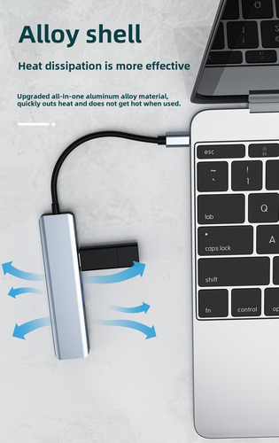 Estación De Acoplamiento 7 En 1 Tipo C Hub Pd Hdmi Usb Sd Tf