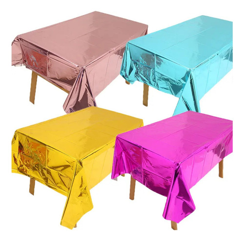 5 Mantel Metalico Desechable Rectangular Plástico Fiesta