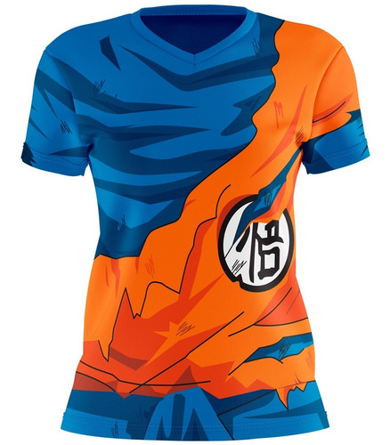 Playera Sublimada Infantil Goku Traje Roto Corte Dama