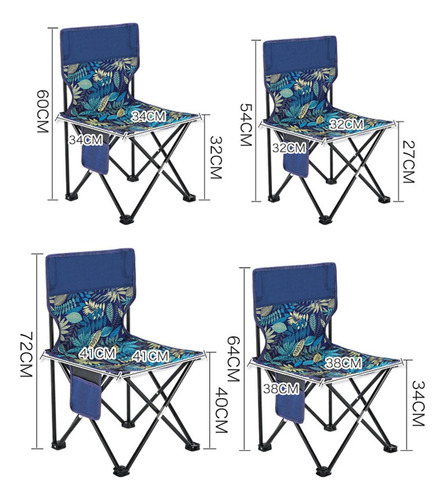 Silla Plegable Portátil Al Aire Libre Pesca Camping Azul S