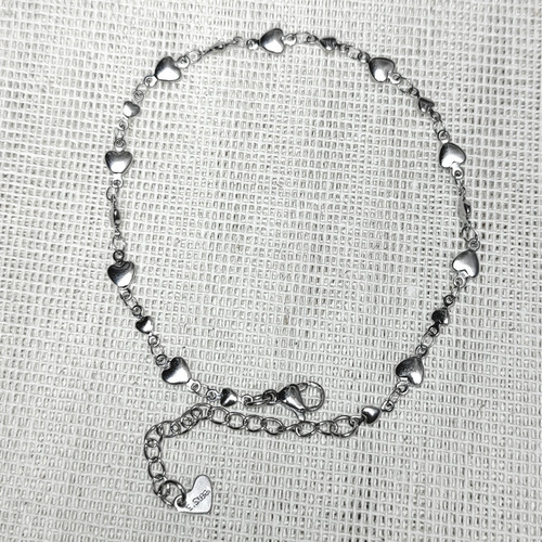 Imagen 6 de 9 de Tobillera Pulsera Mujer Corazones Pie Tobillo Acero Plateado