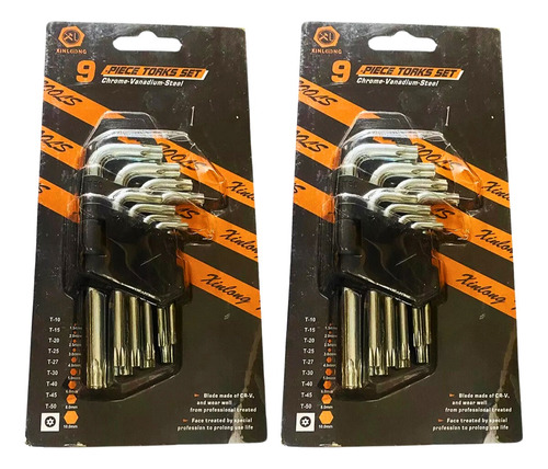 Kit X2 Unidades De Llave Torx Corta 9pcs C/u