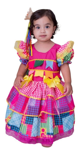 Vestido Caipira Festa Junina Infantil São João Colorido