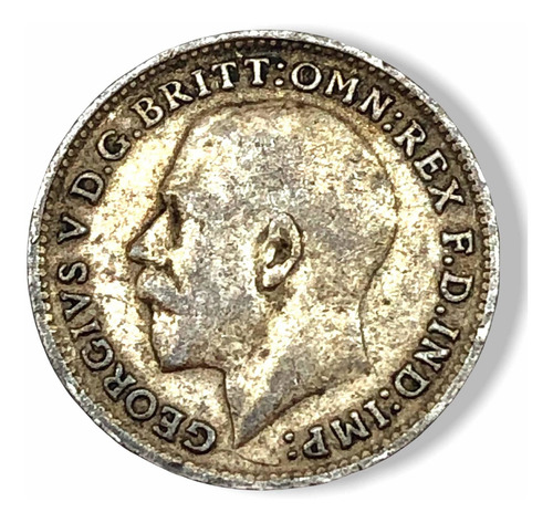 Moneda Plata Gran Bretaña 3 Pences L 0.500 Año 1915 George V (Usado)