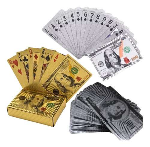 Carta Poker Blackjack Dólar 100 Plata Y Dorado Baraja Full