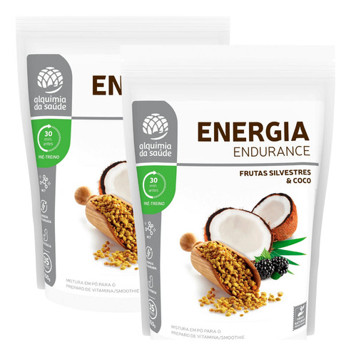 2x Energia Endurance Alquimia Da Saúde Coco 350g Sabor Frutas Silvestres E Coco