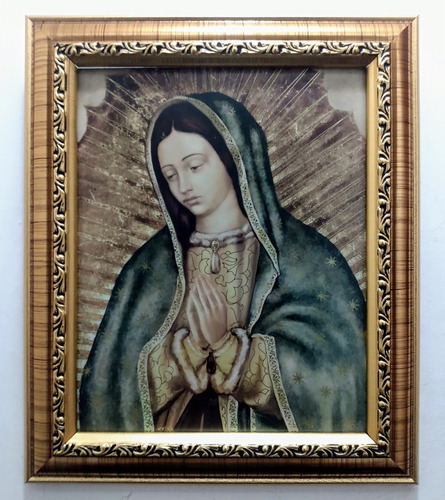 Virgen De Guadalupe Perfil En Marco Dorado B 30 X 24  Cms