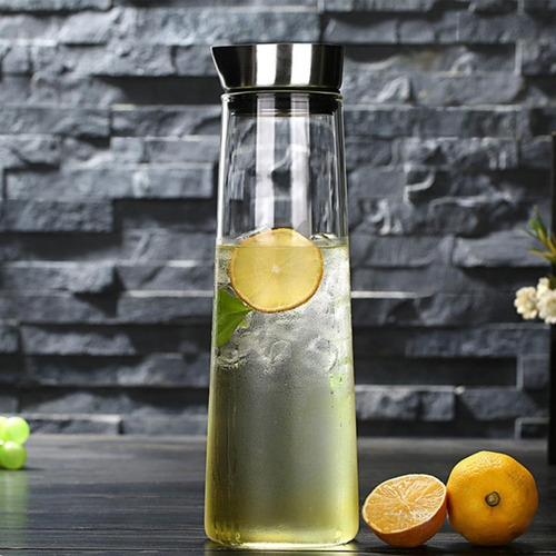 . Jarra De Agua Fría, Botella De Agua De Vidrio Con Tapa