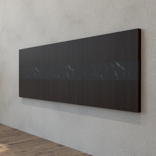 Cabecera Matrimonial De Pared Minimalista Con Carrara Negro Color Chocolate Texturizado /carrara