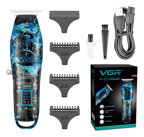 Aparador de cabelo Vgr V-923 Máquina de aparador de cabelo Cor de camuflagem azul