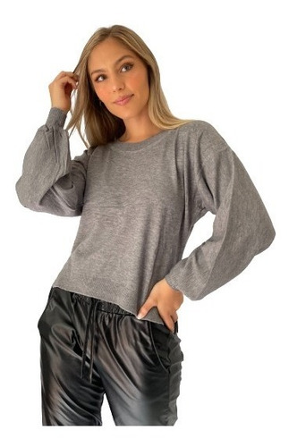 Sweater Hilo Mujer Pullover Manga Globo 