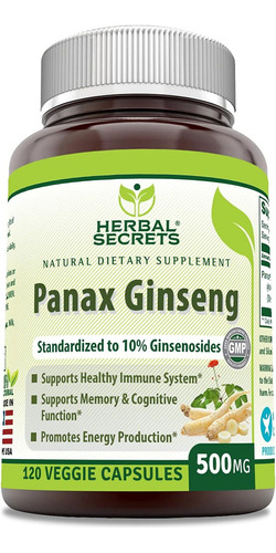 Herbal Secrets Panax Ginseng 500 Mg 120 Cápsulas Sabor Sin Sabor