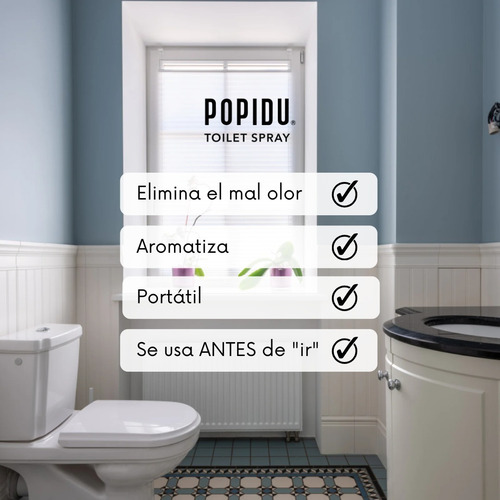 Imagen 3 de 5 de Spray Aromatizante Baño Wc Popidu Elimina Olor Deep Ocean