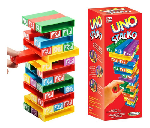 Jogo Uno Stacko Torre Equilíbrio Bloco Torre Com 16cm Altura