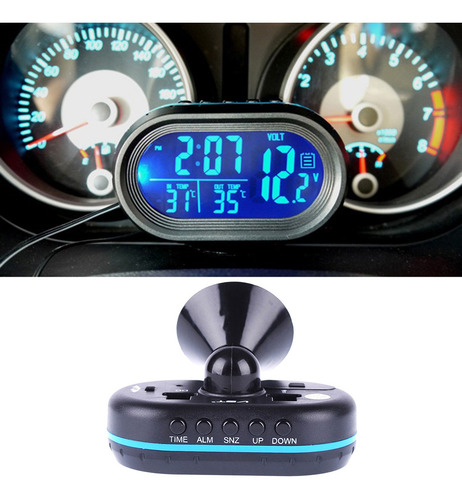 Imagen 6 de 6 de Coche Termómetro Digital Reloj Automático Vehículos Doble Te