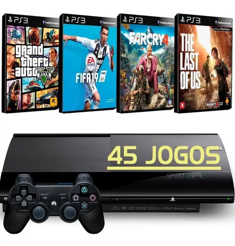 Ps3 Super Slim + Gta 5 + Fifa 19 + The Last Of Us - 45 Jogos