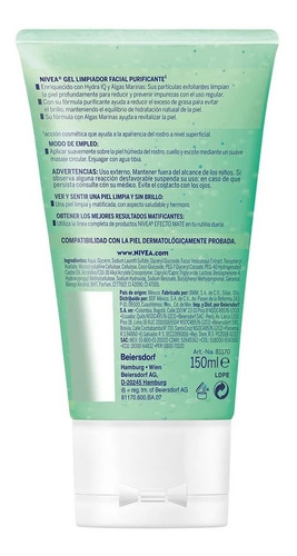 Gel Nivea Limpiador Facial Purificante Efecto Mate 150 Ml