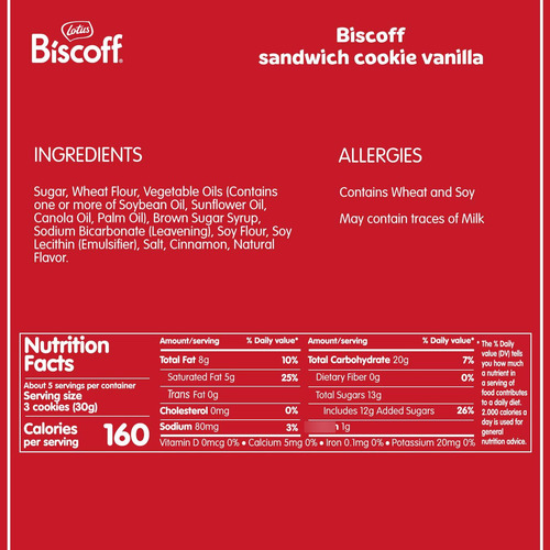 Galletas De Sándwich De Crema De Vainilla 22 Unidades