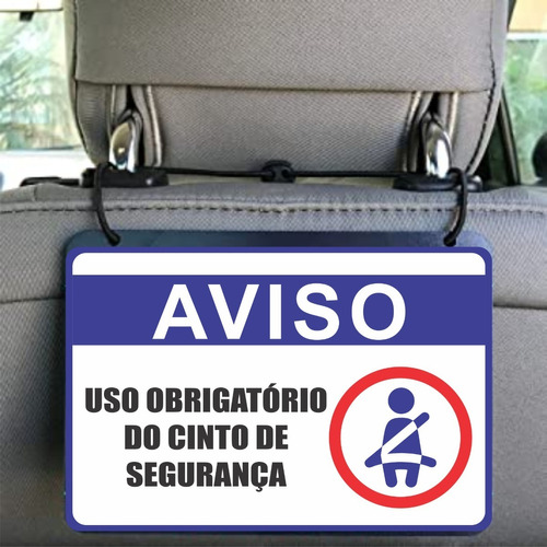 2 Placa Use Cinto Aviso Azul Passageiro Motorista Aplicativo