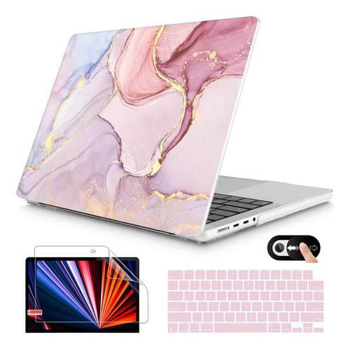 Funda Rígida Mektron Para Macbook Pro 16  2485 Pink Marble