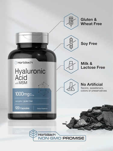 Horbäach Ácido Hialurónico Con Msm | 1000 Mg | 120 Cápsulas Sin Sabor