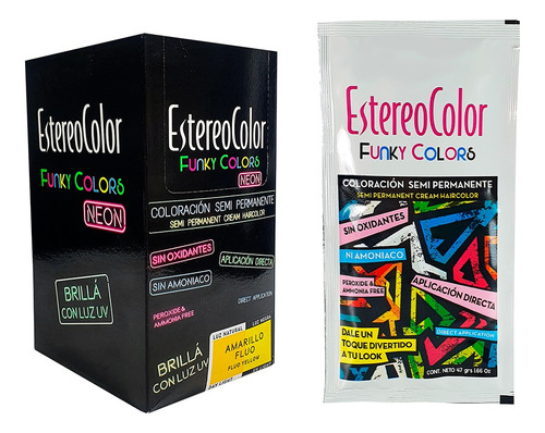  Estereo Color Neon Funky Colors Fantasia Semi Permanente X12 Tono AMARILLO FLUO