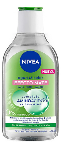 Nivea Agua Micelar Desmaquillante Efecto Mate Vegana 400ml