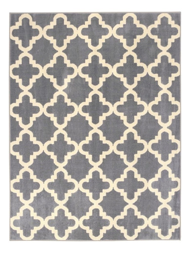 Alfombra de sala de estar personalizada Celestine 01|11, 0,97 x 2,49 m, color gris, diseño de tela geométrica