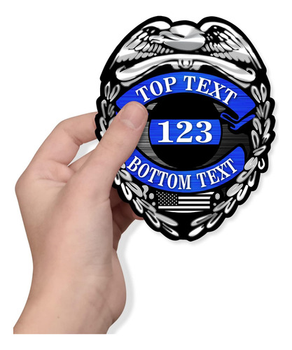 Pegatina Personalizada Placa De Policía, Línea Azul F...
