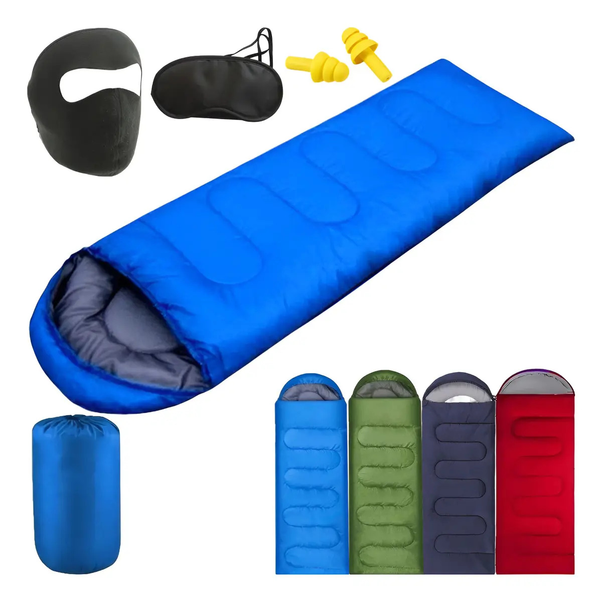 Bolsa De Dormir Exterior Camping Acampar Sleeping Bag,kit4pc Azul