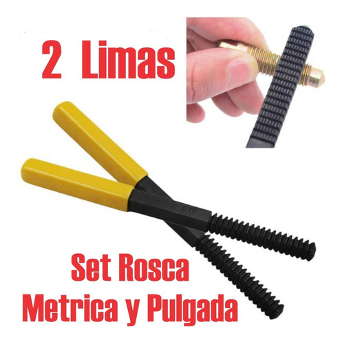 Kit 2 Limas Rosca Metrica Y Pulgada 8 Caras Largo 220  Mm S.