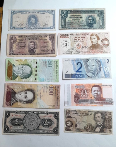 Billetes Antiguos Lote De 30 Pc 15 Extranjeros 15 Argentinos (Usado)