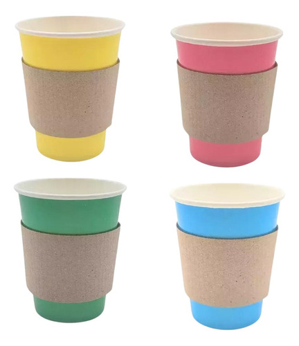 Vasos Polipapel Colores + Collarin Para Cafe X 20 Un Color