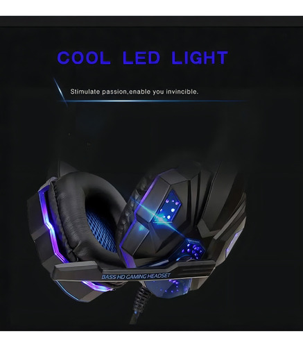 Fone De Ouvido Over-ear Gamer Knup Kp-397 Preto E Azul Com L Preto/azul