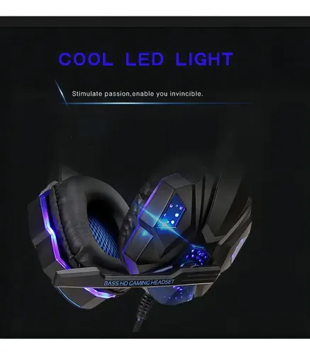 Headset Gamer Over-ear Knup KP-397 Preto/Azul LED Microfone