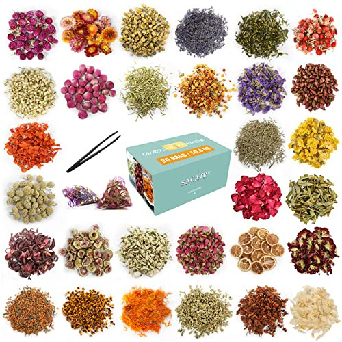 30 Bags Dried Flowers,100% Natural Dried Flowers Herbs ...