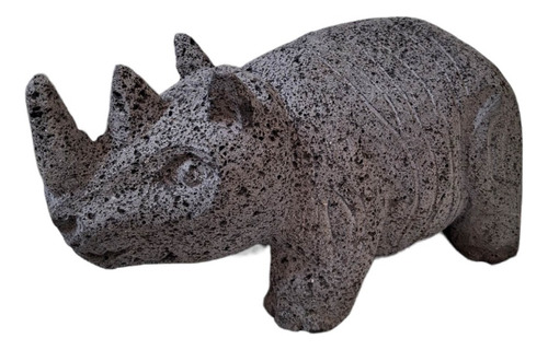Figura Decorativa En Piedra Volcánica Rinoceronte Artesanal 