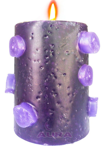Velón 7 Mechas Morado - Arrasa Brujería