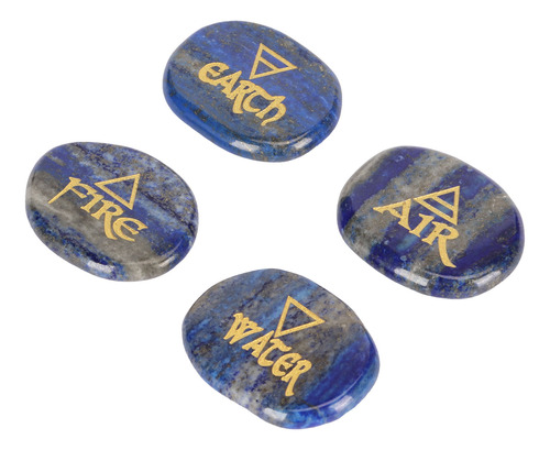 Piedras Triangulares Grabadas Surtidas De 4 Elementos En Oro