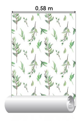 Imagem 4 de 5 de Papel De Parede Adesivo Ramos De Folhas Em Aquarela N07015 0