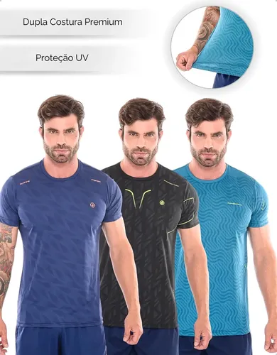 Kit 3 Camisetas Dry Fit Treino Masculino Fitness Academia