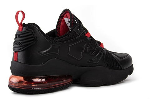 Imagen 5 de 6 de Tenis Deportivo Karosso Mediasuela De Aire Negro Rojo M-503