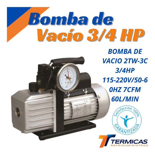 Bomba De Vacio 2tw-3c 3/4hp 115-220v/50-60hz 7cfm 60l/min