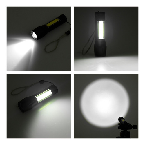 Linterna Mini Led Aluminio Doble Luz Batería Recargable