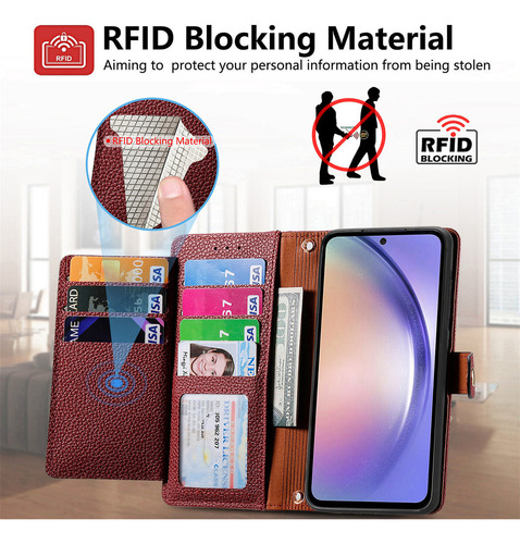 Funda De Piel Tipo Cartera Para Samsung Galaxy S25 S24 S23 S22 S21 S20, Color Rojo