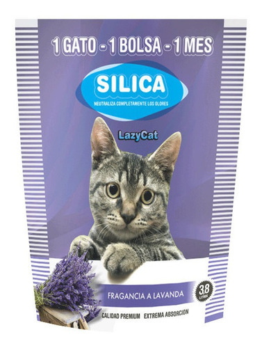 Piedras Sanitarias Lazy Cat Silica Gel Lavanda 3,8 Lts