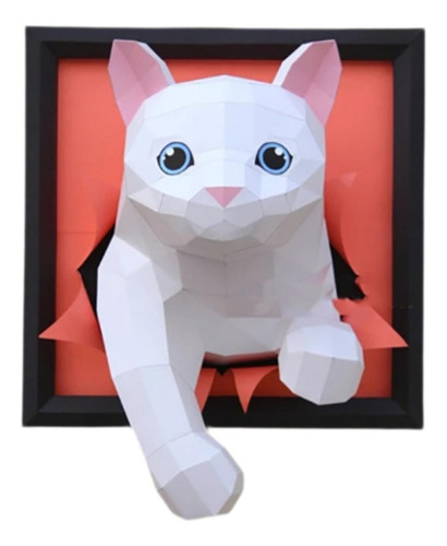 Decoración De Pared Gato Arte De Pared Modelo De Papel 3d