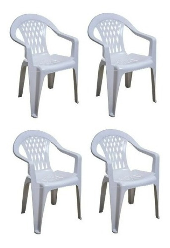 Silla Plastica Apilable Reforzada Sillon Mica Pack 4