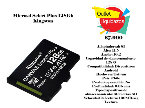 Microsd Select Plus 128gb Kingston